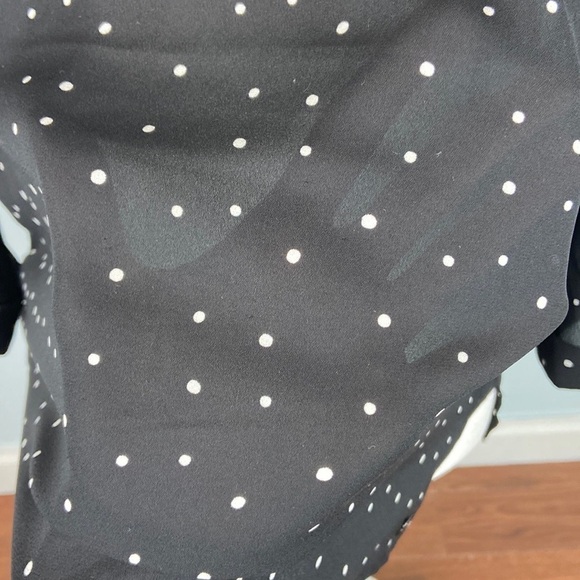 monk & lou Blouse Plunge V Neck Polka Dot Print Flowy 3/4 Sleeve Size Small - Picture 10 of 14